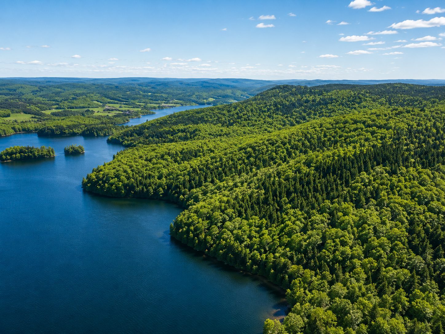 Aerial view of the shoreline and waters of Lake Johnston