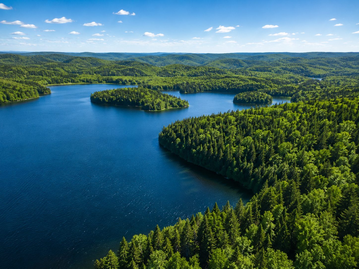 Aerial panorama of Lake Johnston and the surrounding forest